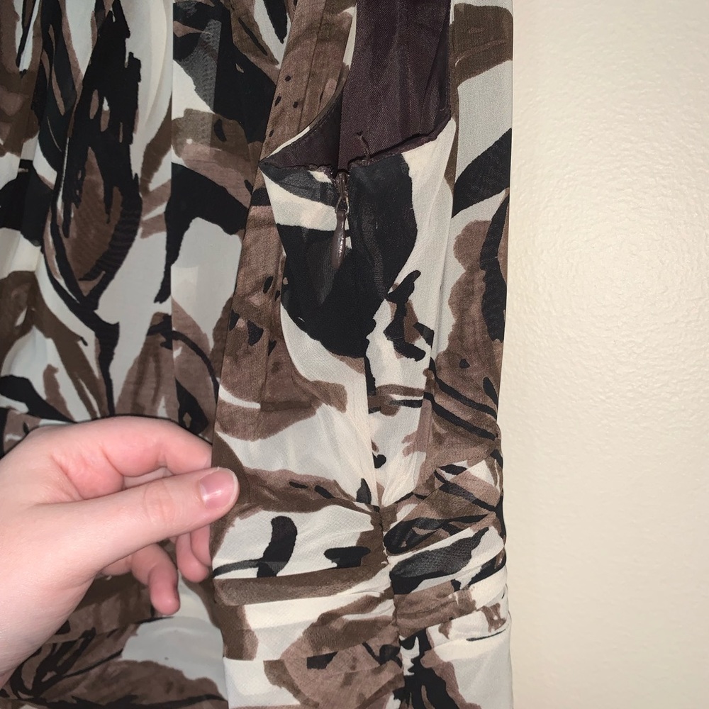 Jones Wear Dress brown & cream floral size 10 - Picture 6 of 8